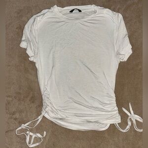 SHEIN White Short Sleeve Tee with Side Ties